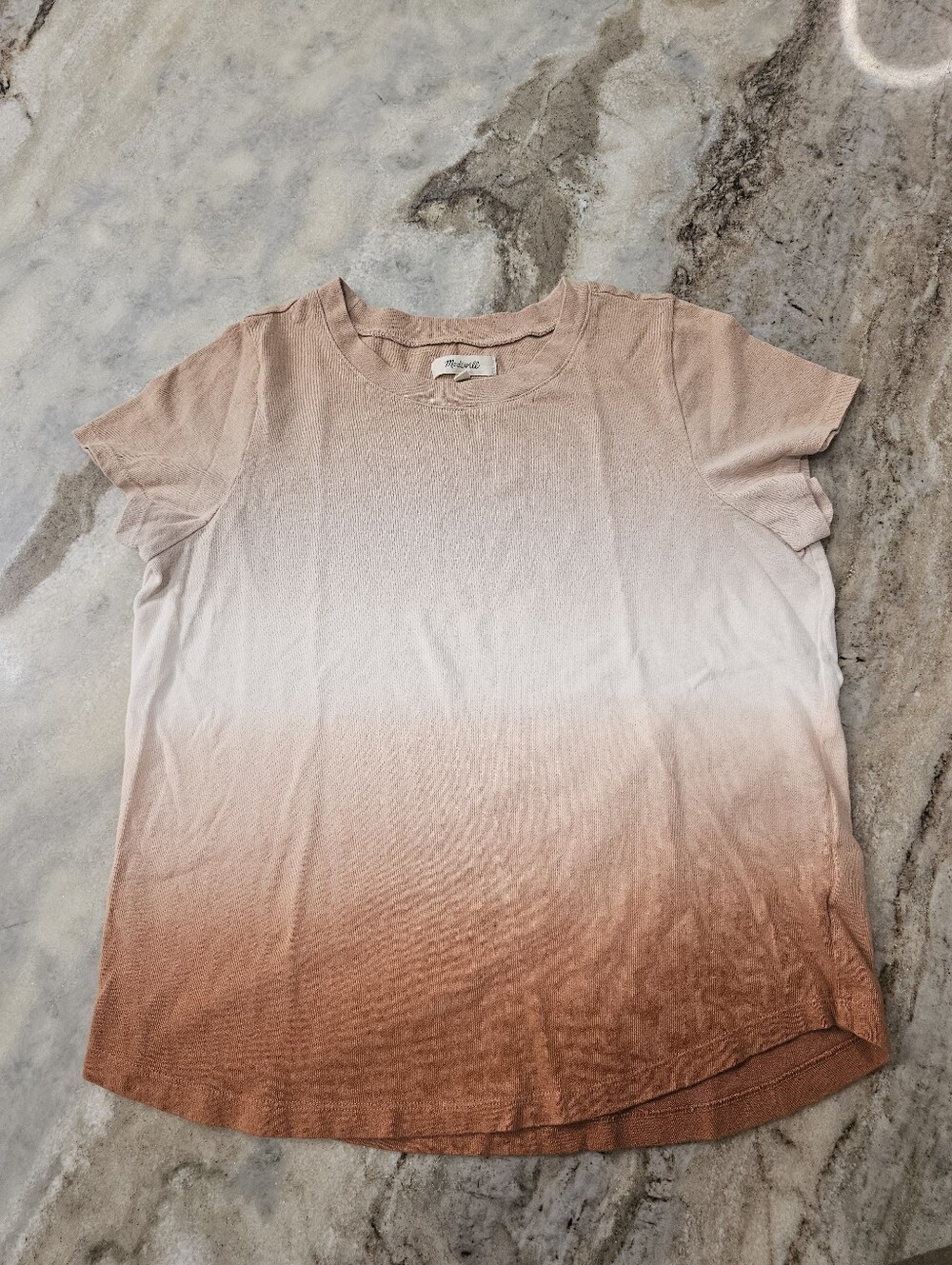 Madewell Ombre Cotton Tee Small Cap Sleeve T Shirt Peach Rust Gradient Top
